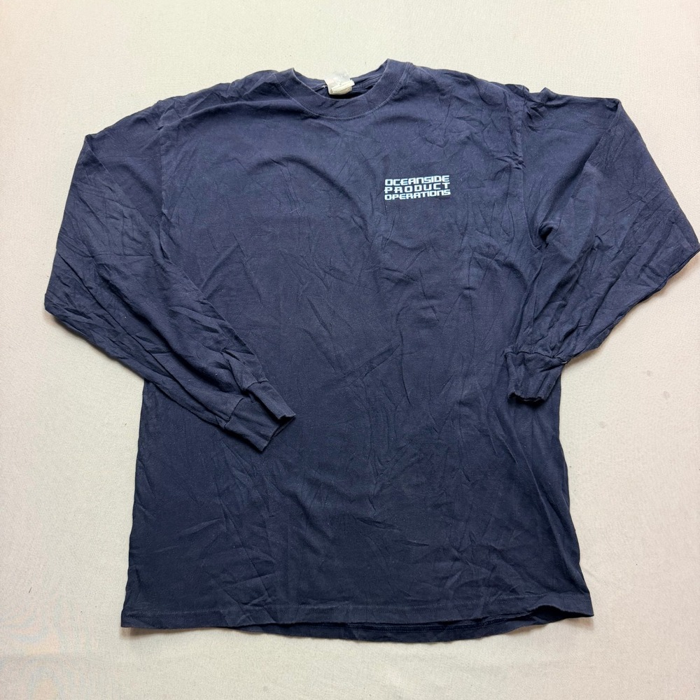 Hanes Long Sleeve Shirt Mens Large Navy Excellent Genentech Project Opal 2007